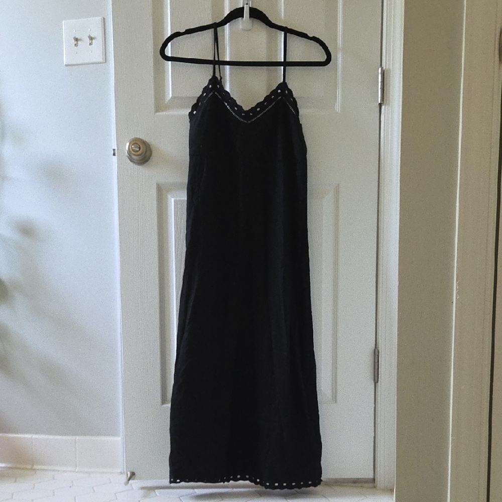 Old Navy Black Embellished Maxi Slip Dress